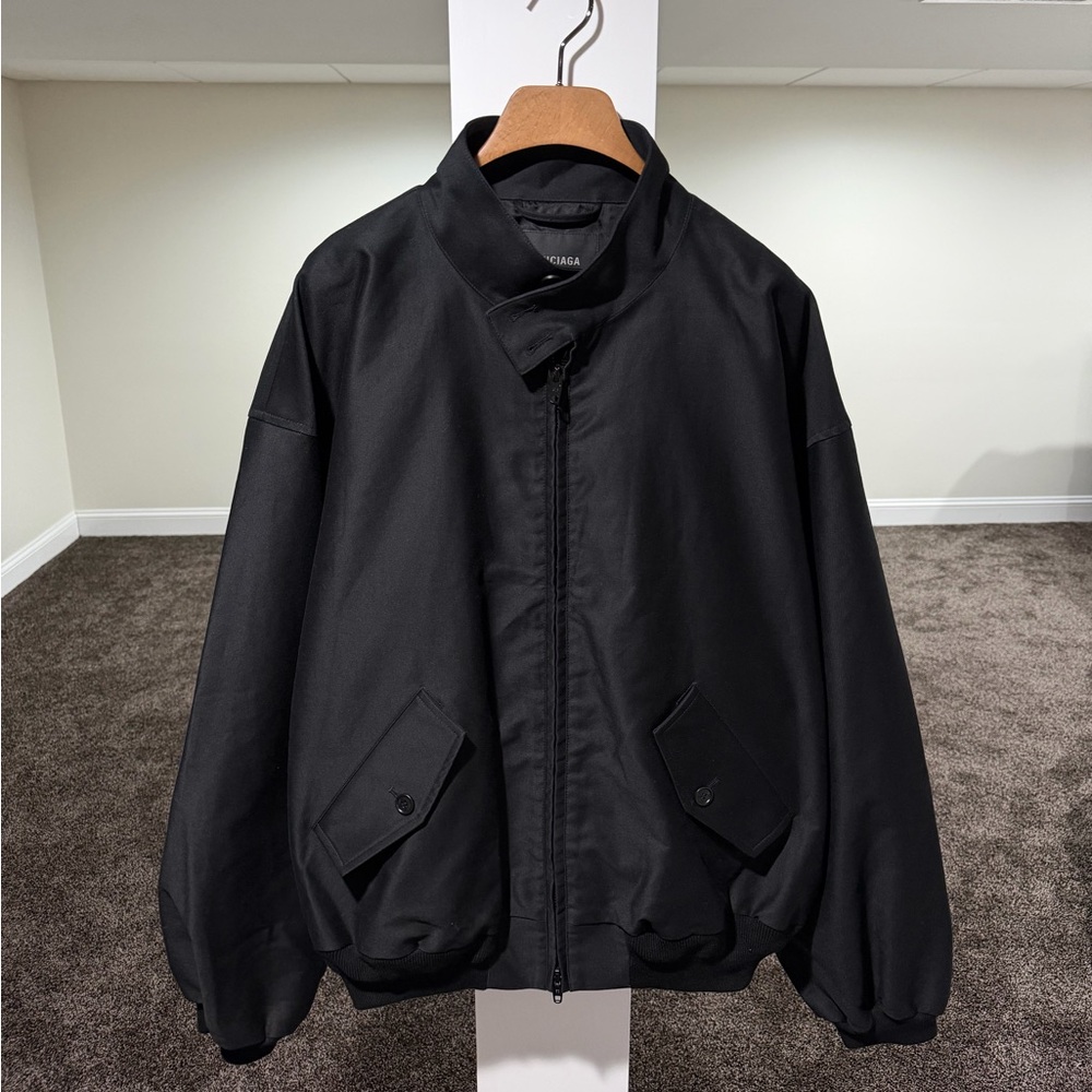 Balenciaga Demna Oversized Cotton-Shell Black Harrington Baseball Jacket